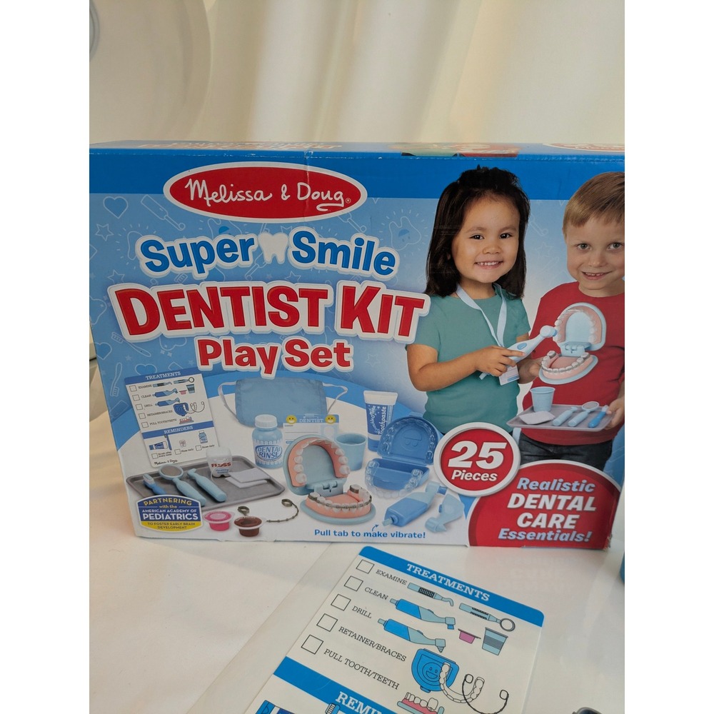 Melissa & Doug Super Smile Dentist Kit Play Set 15 Pieces Blue Kids Toy 8611 - Picture 9 of 10